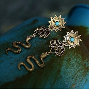 2 LEFT! Goddess Snake Earrings Tribal Boho Gypsy